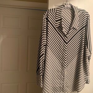 Mango Black/White Dress Shirt Worn Once Size 20